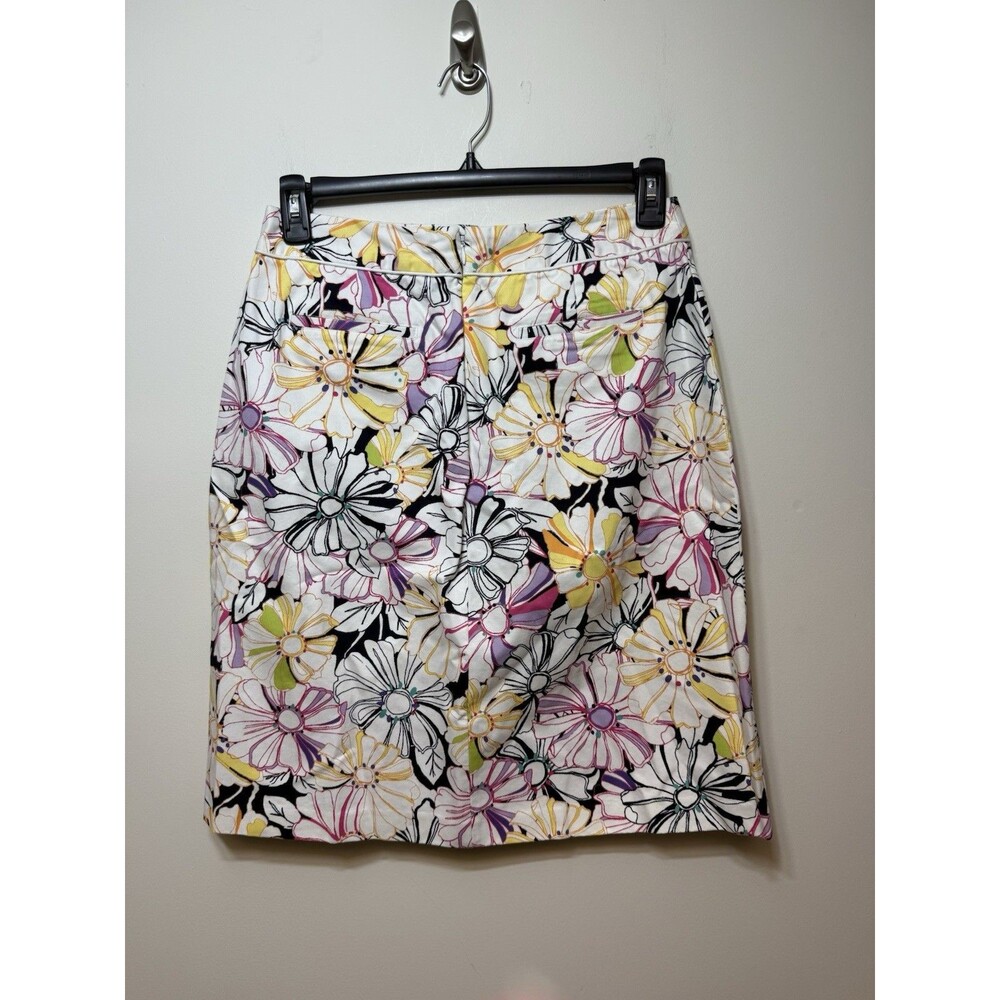 Lands' End NEW Floral Box Pleat Skirt Size 10 White Multicolor 100% Cotton - Picture 3 of 6